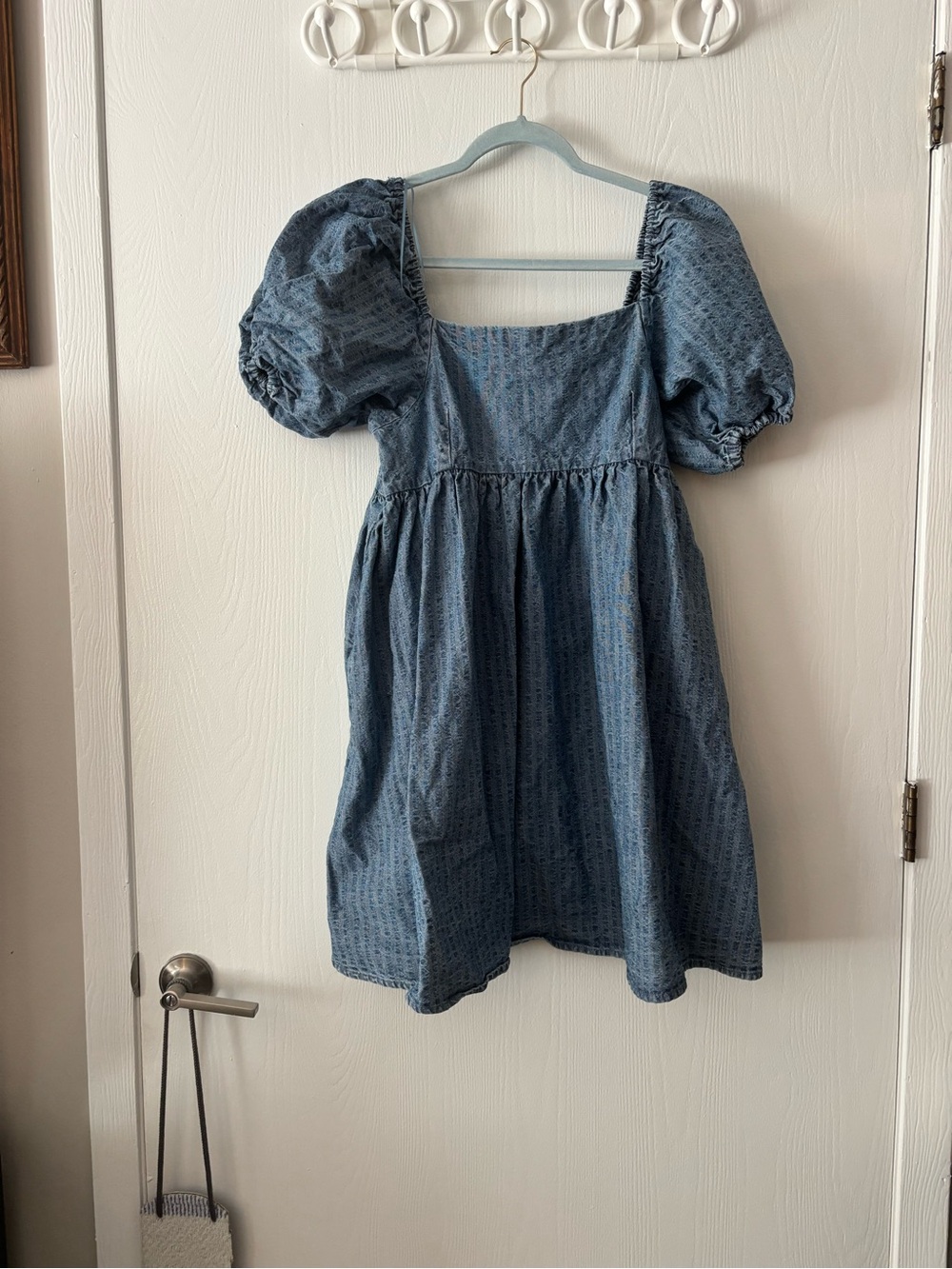Levi's Denim-Look Puff Sleeve Mini Dress in Blue